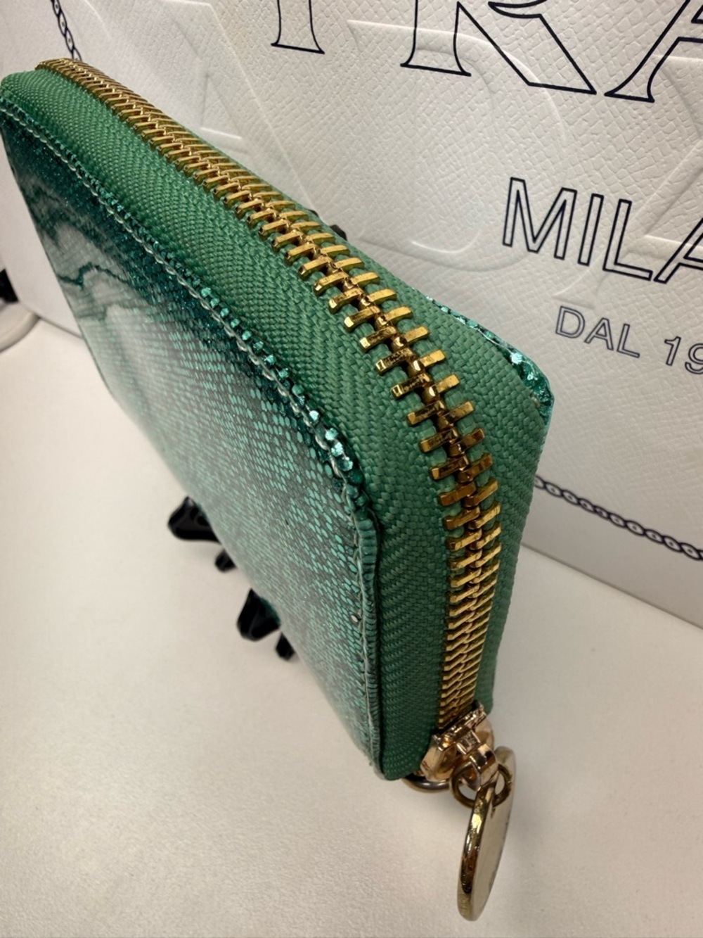 Mint Green Glitter Stud Zip Wallet - Picture 5 of 9